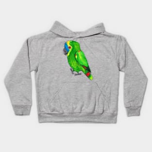 Turquoise-fronted amazon watercolor painting Kids Hoodie